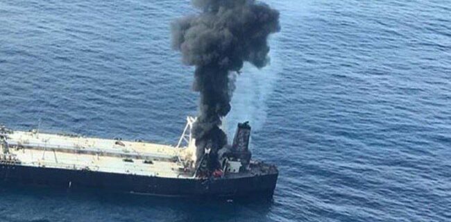 تداوم آتش‌سوزی در کشتی حامل ال.پی.جی